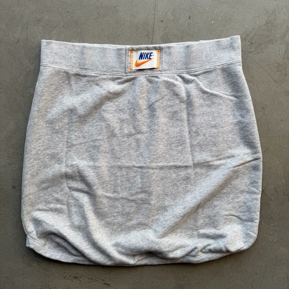 Vintage Y2K Nike Sportswear Womens M Heathered Gray Fleece Athletic Mini Skirt